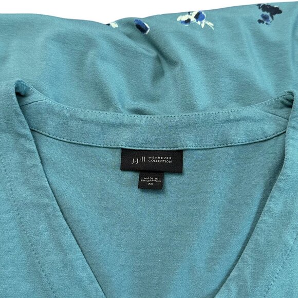 J. Jill Dress Women XS Blue Floral V-Neck A Line Sleeveless Wearever Collection - Picture 6 of 12